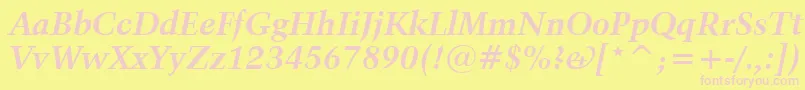 Kuenstler480BoldItalicBt-Schriftart – Rosa Schriften auf gelbem Hintergrund