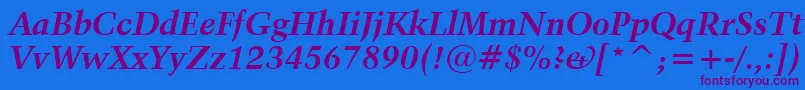 Kuenstler480BoldItalicBt-Schriftart – Violette Schriften auf blauem Hintergrund