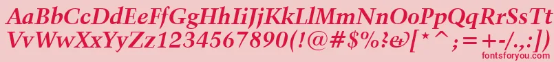 Kuenstler480BoldItalicBt Font – Red Fonts on Pink Background