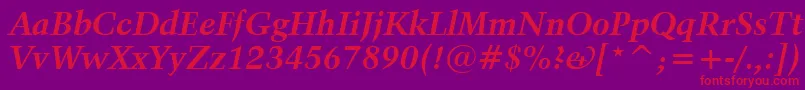 Kuenstler480BoldItalicBt Font – Red Fonts on Purple Background