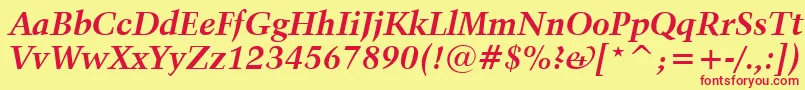 Kuenstler480BoldItalicBt Font – Red Fonts on Yellow Background