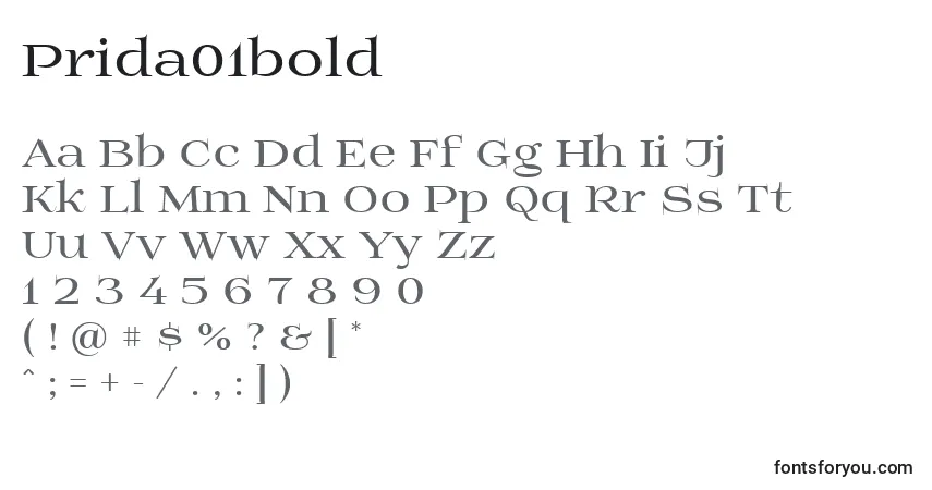 Schriftart Prida01bold (73047) – Alphabet, Zahlen, spezielle Symbole