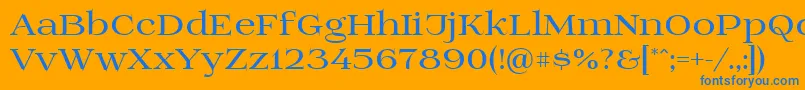 Prida01bold-Schriftart – Blaue Schriften auf orangefarbenem Hintergrund