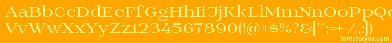 Prida01bold-Schriftart – Gelbe Schriften auf orangefarbenem Hintergrund