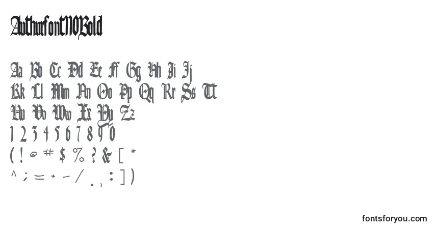 Czcionka Authurfont110Bold – alfabet, cyfry, specjalne znaki