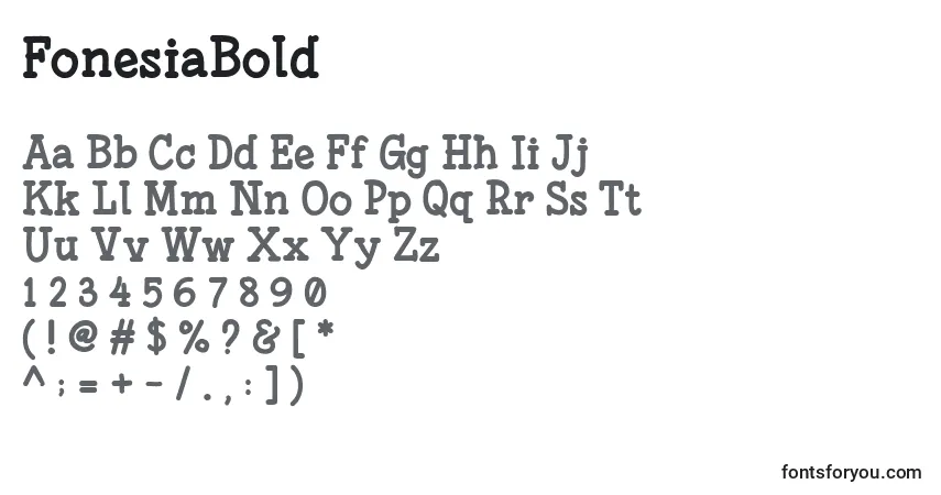 Czcionka FonesiaBold – alfabet, cyfry, specjalne znaki