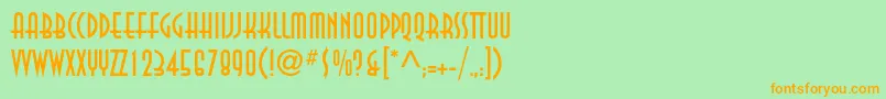 フォントAnnastd – オレンジの文字が緑の背景にあります。