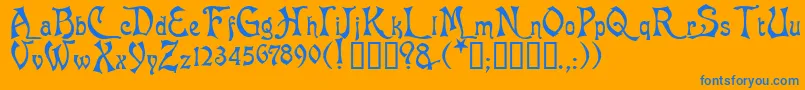 Baphomet Font – Blue Fonts on Orange Background