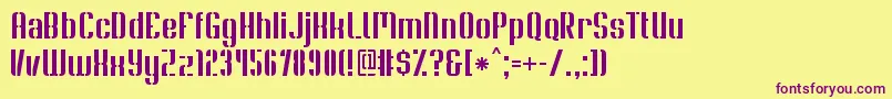 SoupertrouperStencil-Schriftart – Violette Schriften auf gelbem Hintergrund