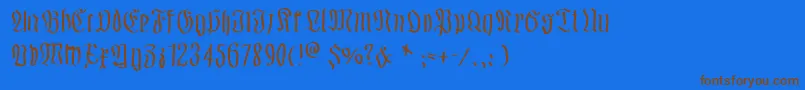 Fraxmousesketches-Schriftart – Braune Schriften auf blauem Hintergrund