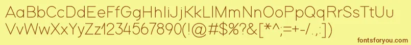 ModernSansLight Font – Brown Fonts on Yellow Background