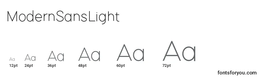 Размеры шрифта ModernSansLight