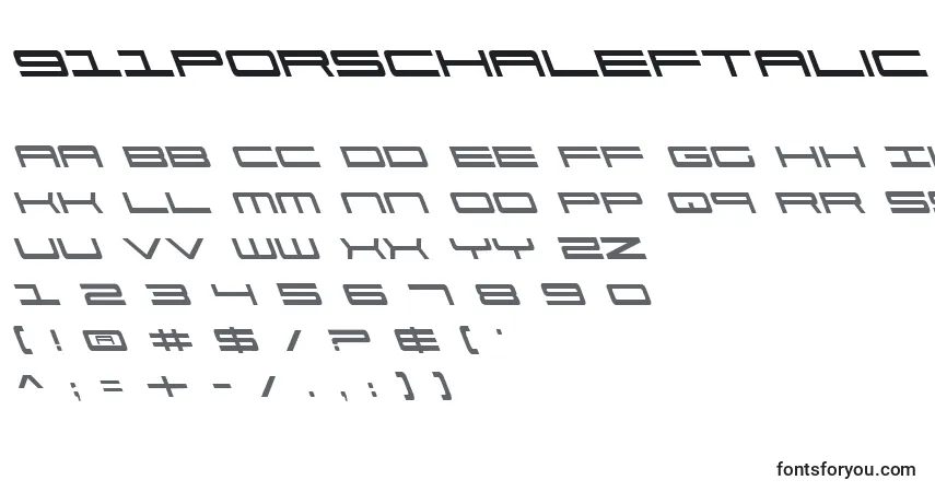 Czcionka 911PorschaLeftalic – alfabet, cyfry, specjalne znaki