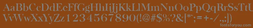 Fonte BaskervilleantiqueMediumRegular – fontes cinzas em um fundo marrom