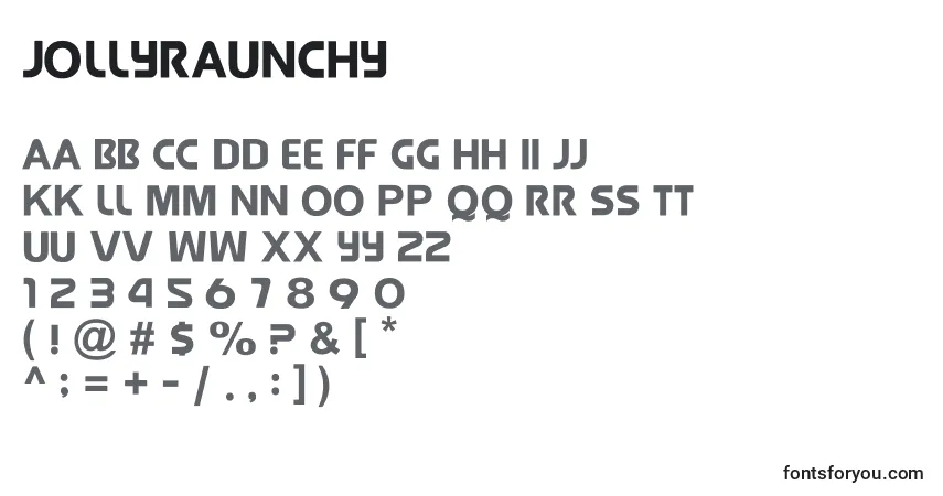 A fonte JollyRaunchy – alfabeto, números, caracteres especiais