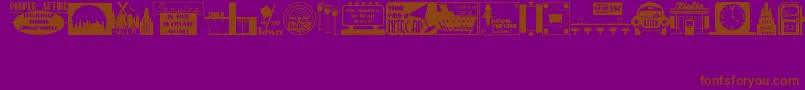 DecoPicsJl-Schriftart – Braune Schriften auf violettem Hintergrund
