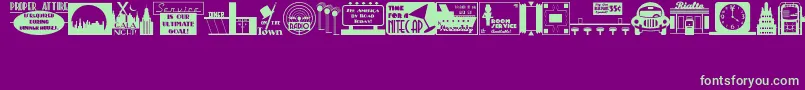 フォントDecoPicsJl – 紫の背景に緑のフォント