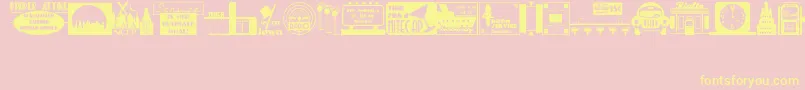 フォントDecoPicsJl – 黄色のフォント、ピンクの背景