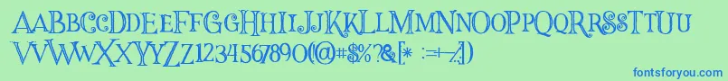 Halloweninline Font – Blue Fonts on Green Background