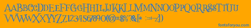 Halloweninline-Schriftart – Blaue Schriften auf orangefarbenem Hintergrund