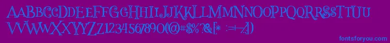 Halloweninline-Schriftart – Blaue Schriften auf violettem Hintergrund