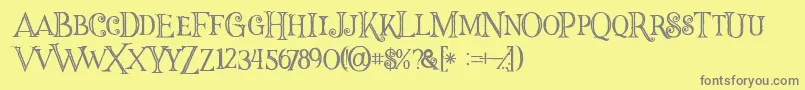 Weitere Informationen zur Halloweninline-Schriftart Halloweninline-Schriftart – Graue Schriften auf gelbem Hintergrund