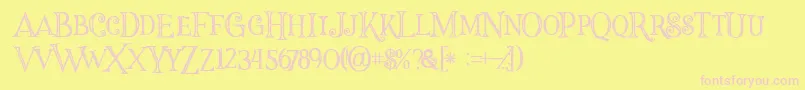 Halloweninline Font – Pink Fonts on Yellow Background