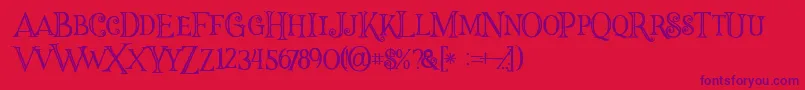 Halloweninline-Schriftart – Violette Schriften auf rotem Hintergrund