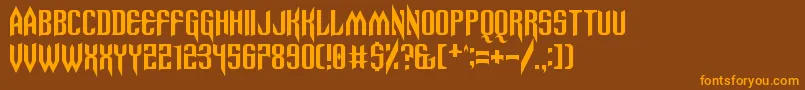 Spinebiting-Schriftart – Orangefarbene Schriften auf braunem Hintergrund