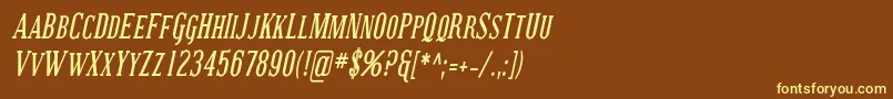 CovingtonScCondBoldItalic Font – Yellow Fonts on Brown Background