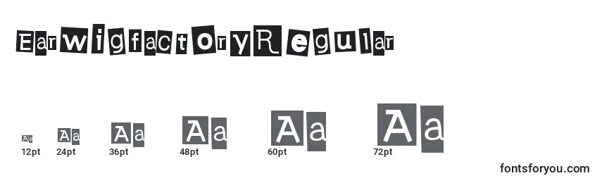 Размеры шрифта EarwigfactoryRegular