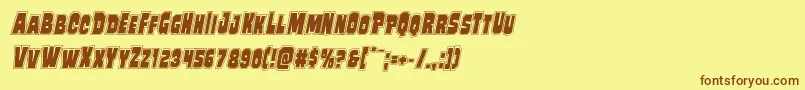 フォントMindlessbruteposterital – 茶色の文字が黄色の背景にあります。