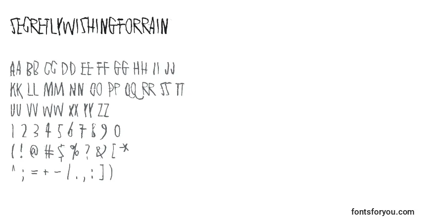 Czcionka SecretlyWishingForRain – alfabet, cyfry, specjalne znaki