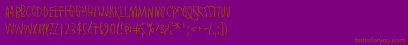 SecretlyWishingForRain-Schriftart – Braune Schriften auf violettem Hintergrund