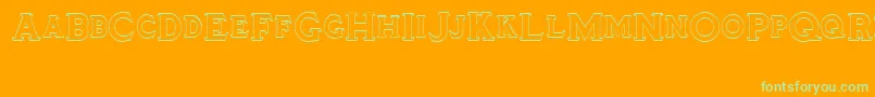 Tinplatetitling-Schriftart – Grüne Schriften auf orangefarbenem Hintergrund