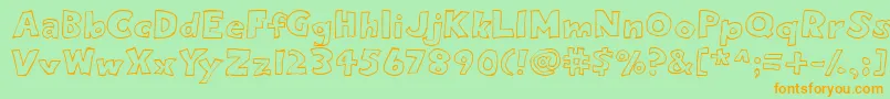 Czcionka Eighty Percent Outline – pomarańczowe czcionki na zielonym tle
