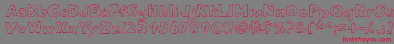 フォントEighty Percent Outline – 赤い文字の灰色の背景
