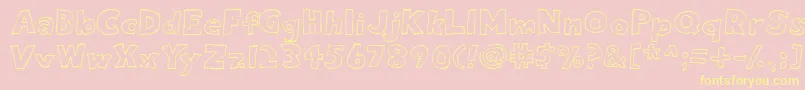 Czcionka Eighty Percent Outline – żółte czcionki na różowym tle