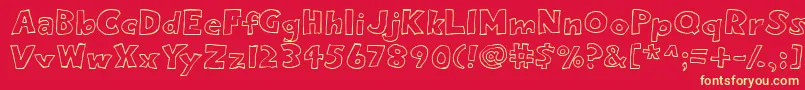 フォントEighty Percent Outline – 黄色の文字、赤い背景