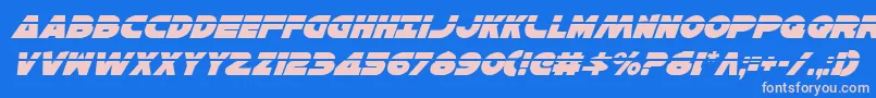 HanSoloLaserItalic-Schriftart – Rosa Schriften auf blauem Hintergrund