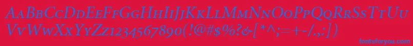 MinionItalicSmallCapsOldstyleFigures Font – Blue Fonts on Red Background