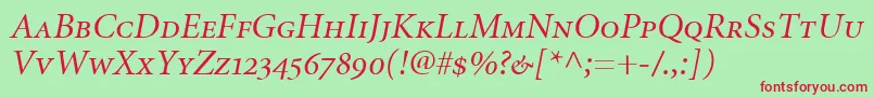 MinionItalicSmallCapsOldstyleFigures Font – Red Fonts on Green Background