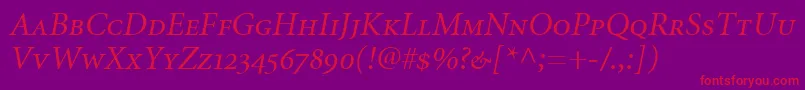 MinionItalicSmallCapsOldstyleFigures Font – Red Fonts on Purple Background