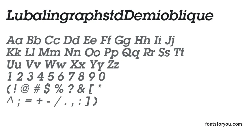 A fonte LubalingraphstdDemioblique – alfabeto, números, caracteres especiais