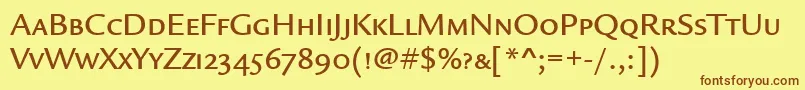 Czcionka LegacySansMdScItcTtMedium – brązowe czcionki na żółtym tle