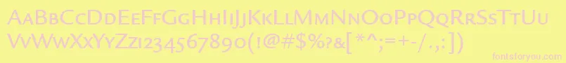 Czcionka LegacySansMdScItcTtMedium – różowe czcionki na żółtym tle