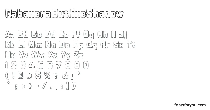 Schriftart RabaneraOutlineShadow (73082) – Alphabet, Zahlen, spezielle Symbole