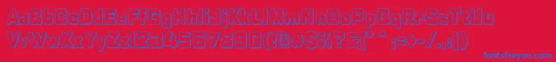 RabaneraOutlineShadow-Schriftart – Blaue Schriften auf rotem Hintergrund