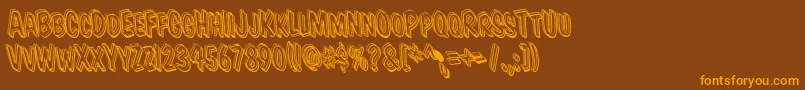 Vtcsupermarketsaleleftyods-Schriftart – Orangefarbene Schriften auf braunem Hintergrund
