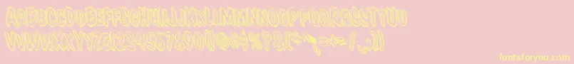 Vtcsupermarketsaleleftyods-Schriftart – Gelbe Schriften auf rosa Hintergrund